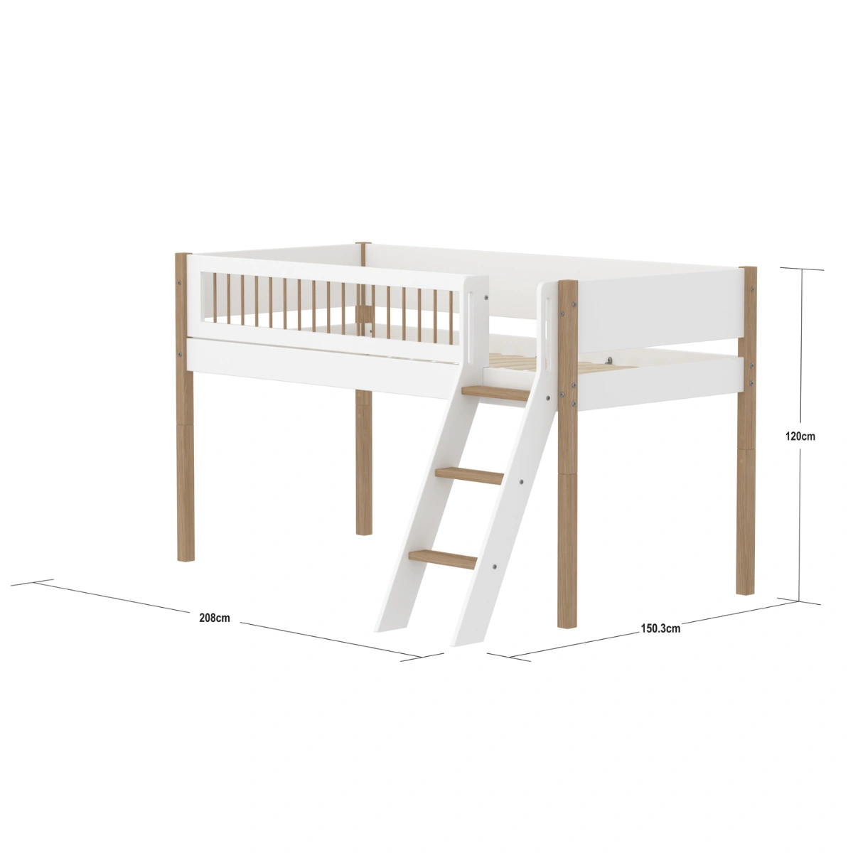 NOR系列 斜梯半高床(柵欄型護欄)-白橡木色:圖片 5