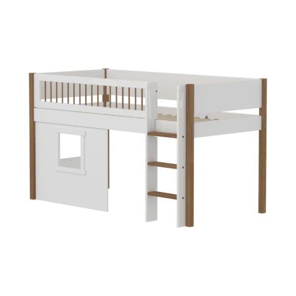 NOR系列 兒童樹屋半高床(柵欄型護欄)-白橡木色