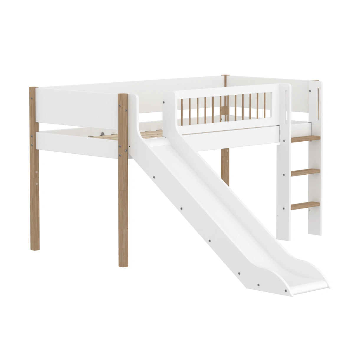 NOR系列 兒童滑梯半高床(柵欄型護欄)-白橡木色:圖片 4