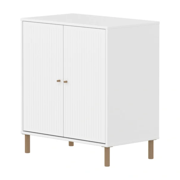 SAGA系列 雙門橡木腳收納櫃(直序型紋理)-白