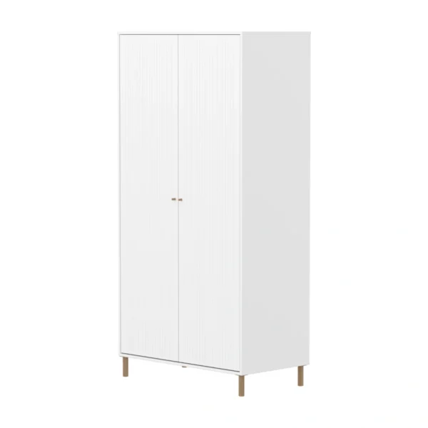 SAGA系列 雙門橡木腳衣櫃(直序型紋理)-白