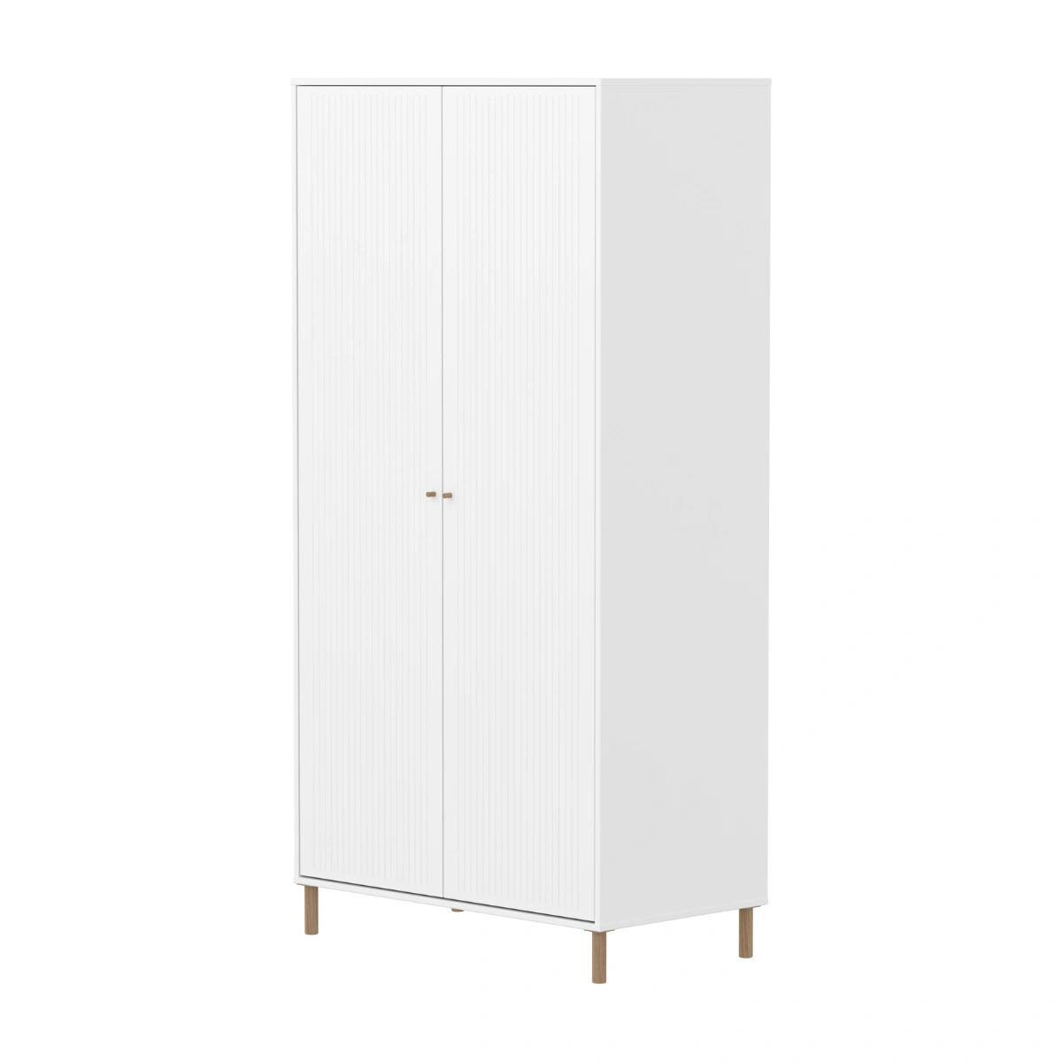 SAGA系列 雙門橡木腳衣櫃(直序型紋理)-白