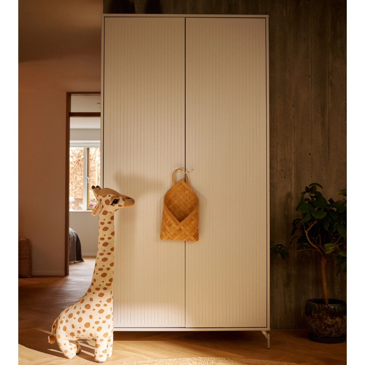 SAGA系列 雙門橡木腳衣櫃(直序型紋理)-白:圖片 2