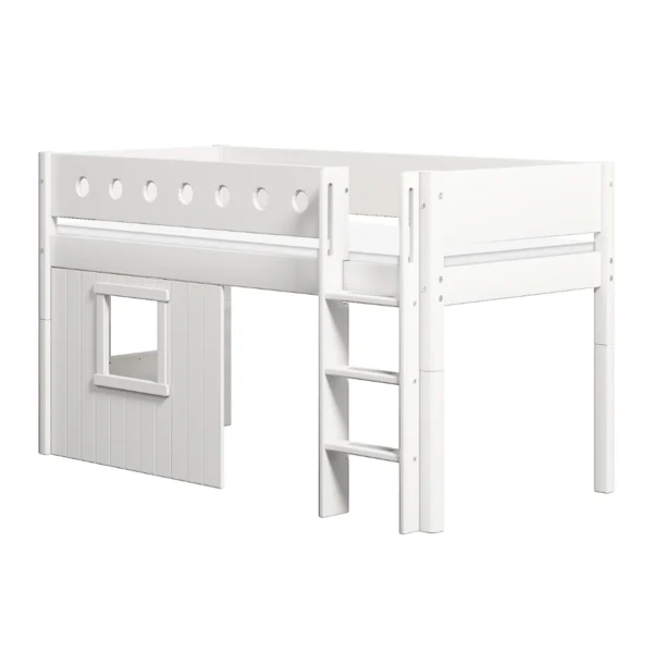 WHITE系列 兒童樹屋半高床(圓徑型護欄)-白