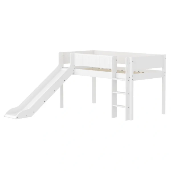 WHITE系列 兒童滑梯半高床(直序型護欄)-白